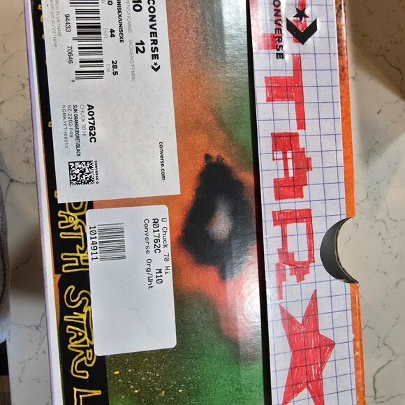 2022 Converse Come Tees x Chuck 70 High 'Star Light Path' Sun Orange MENS 10 NEW - Picture 9 of 14